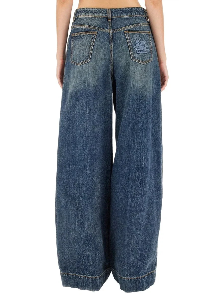 Embroidered Pegasus Cotton Jeans