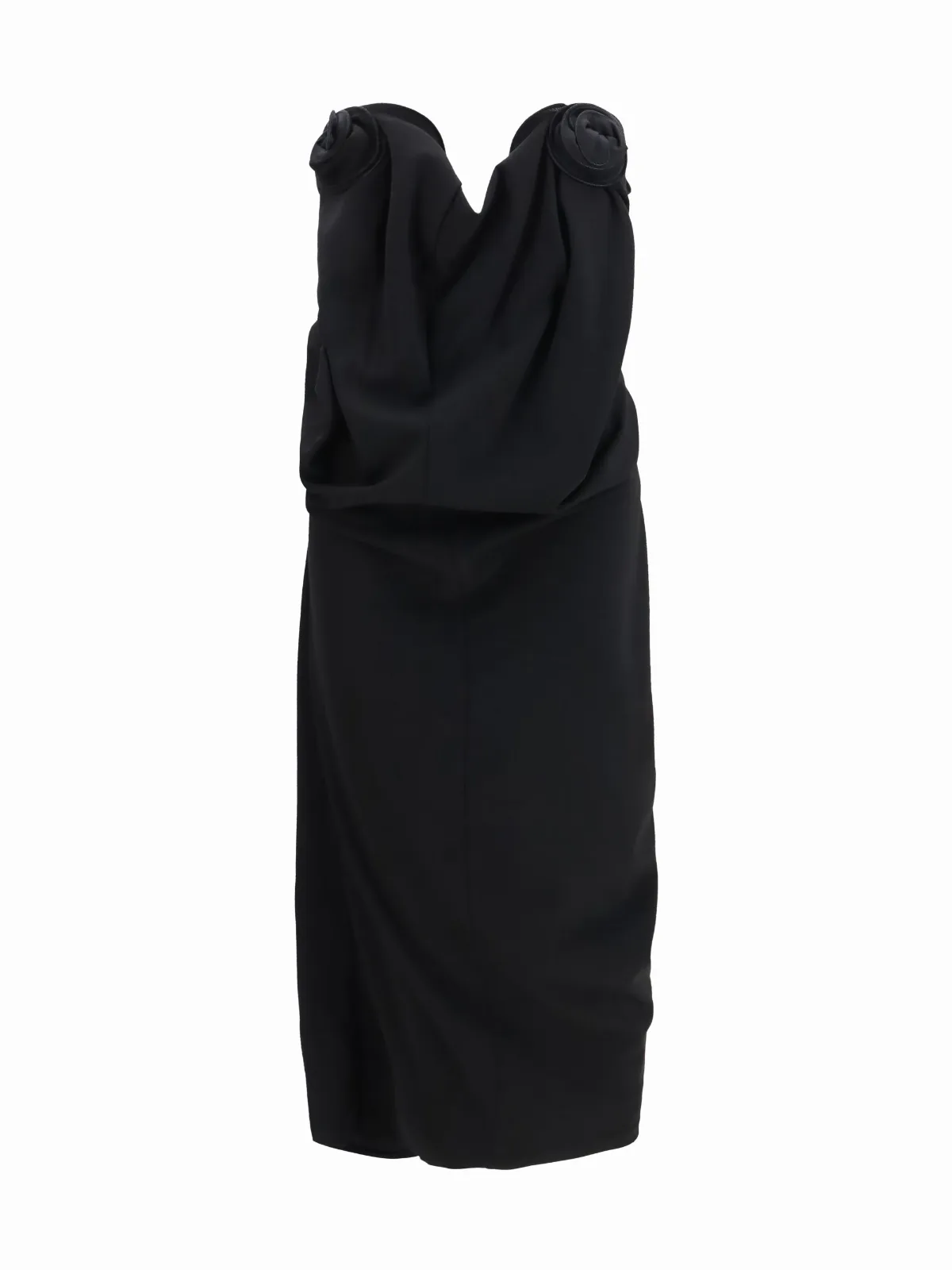 Draped Strapless Wool Dress