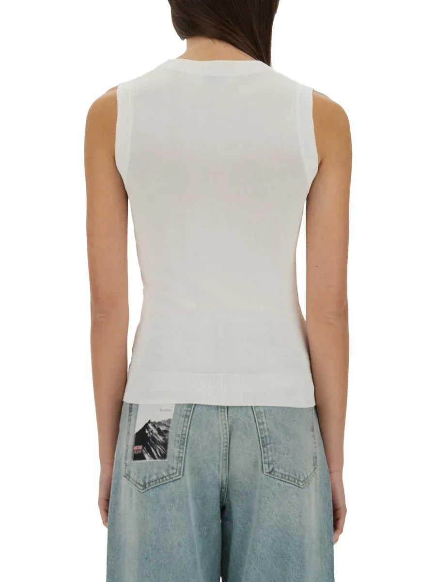 Logo Inlay Knit Top by Moschino