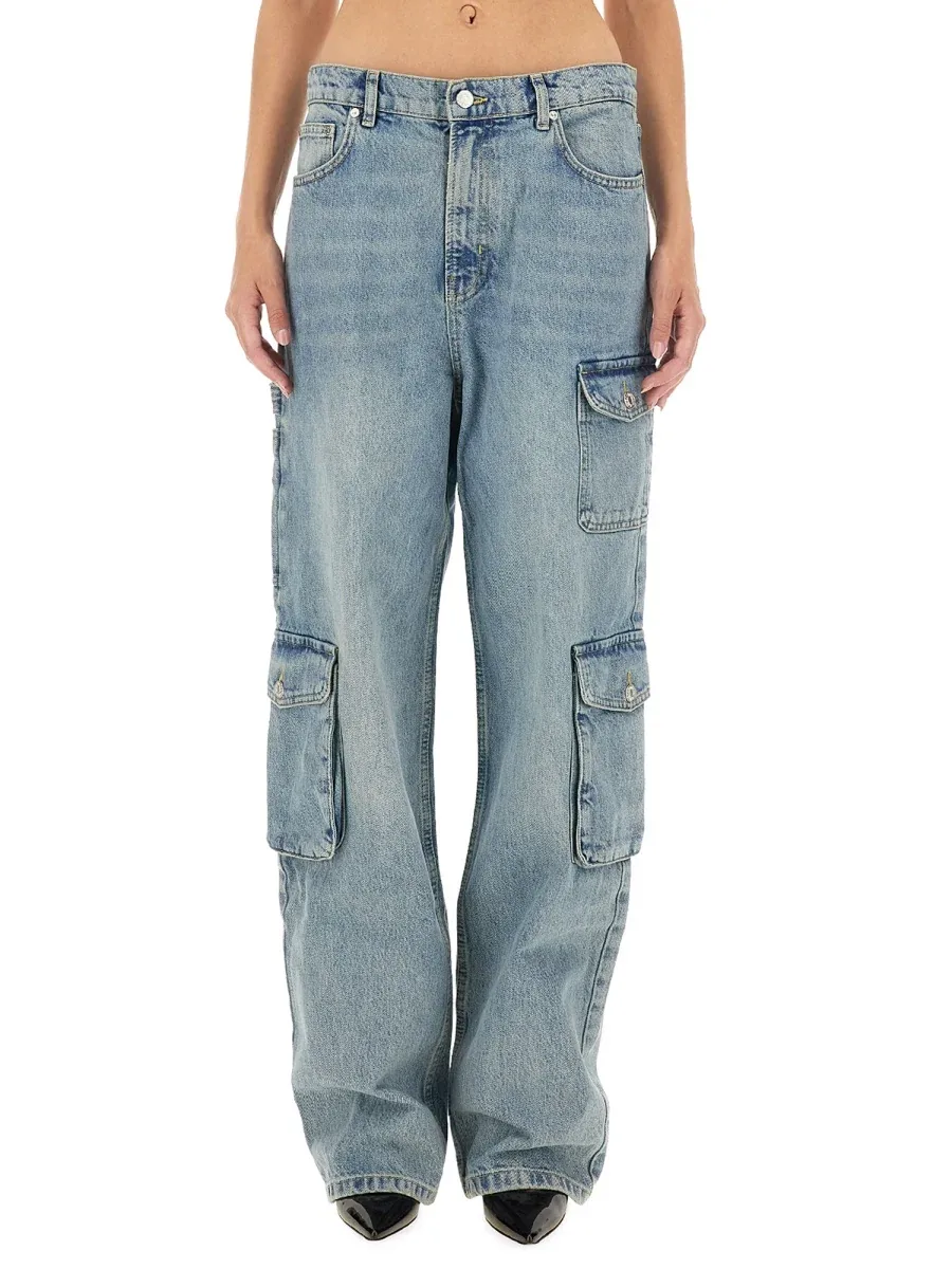 Denim Cotton Cargo Pants by Moschino