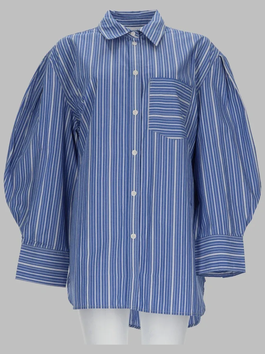Striped Organic Cotton Shirt by Ganni