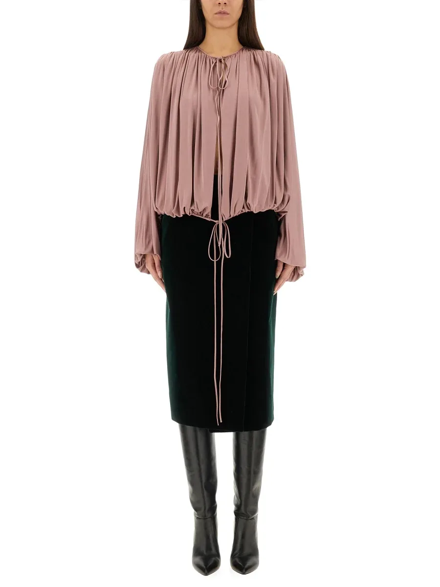 Fluid Knit Viscose Blouse by Saint Laurent