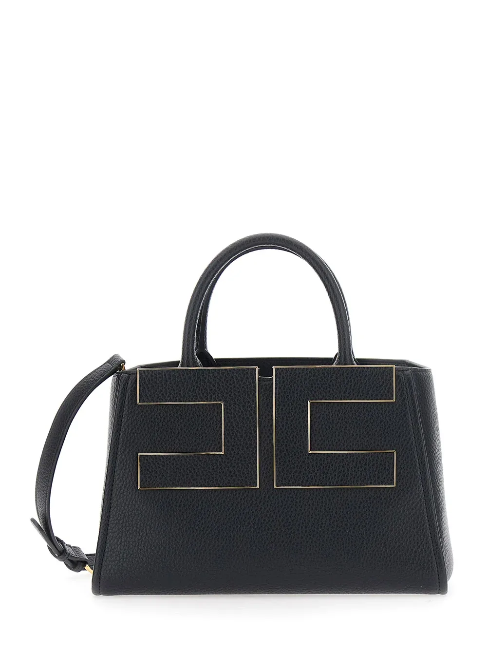 Gold-Trimmed Eco Leather Top Handle Bag by Elisabetta Franchi