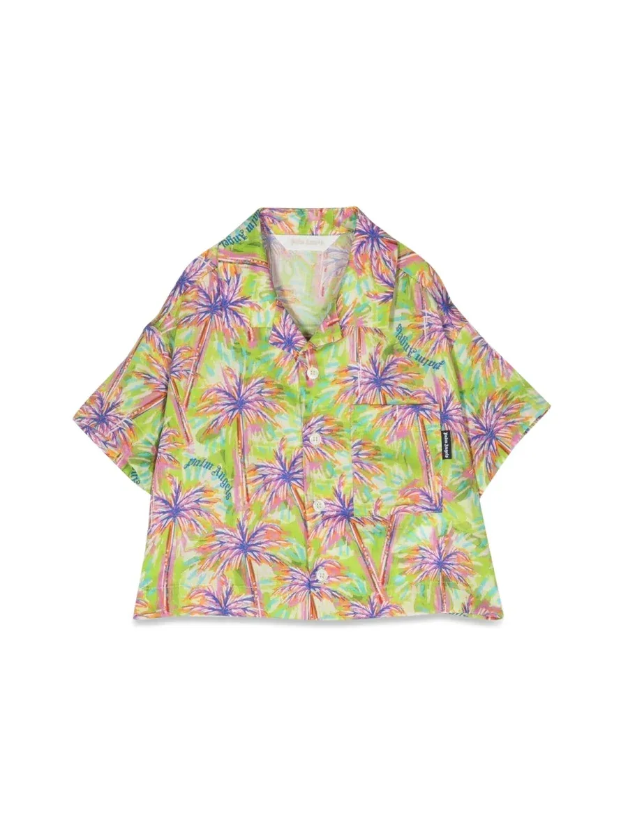 Rayon-Cotton Blend Bowling Shirt by Palm Angels