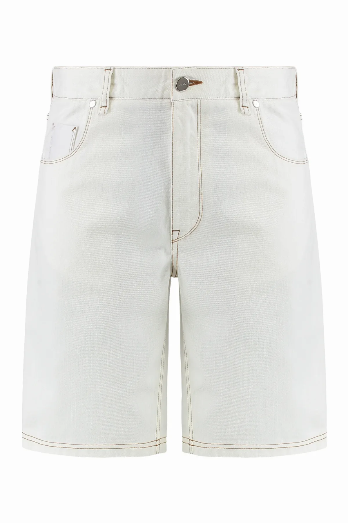 Engraved-Button Cotton Bermuda Shorts by Fendi