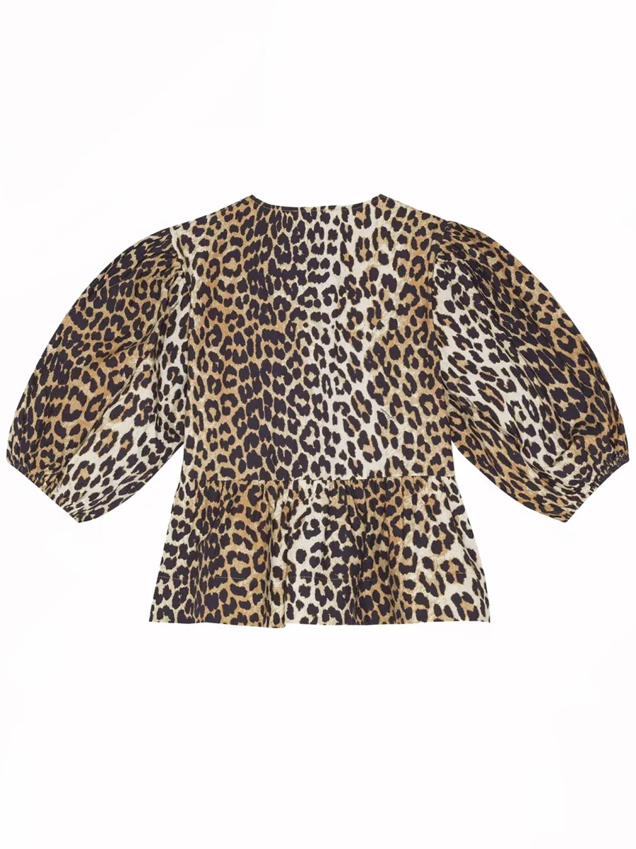 Animalier Print Organic Cotton Blouse by Ganni