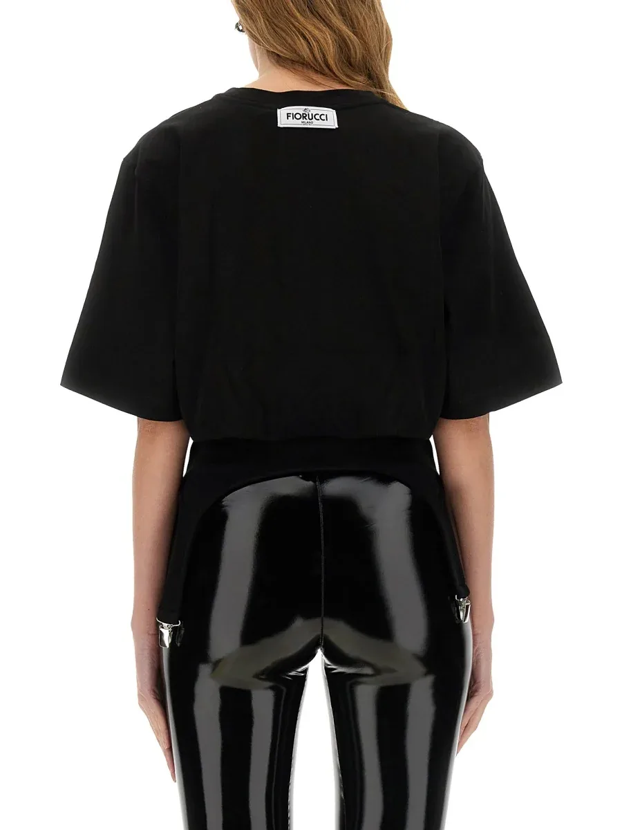 Suspender-Detail Cotton T-Shirt by Fiorucci