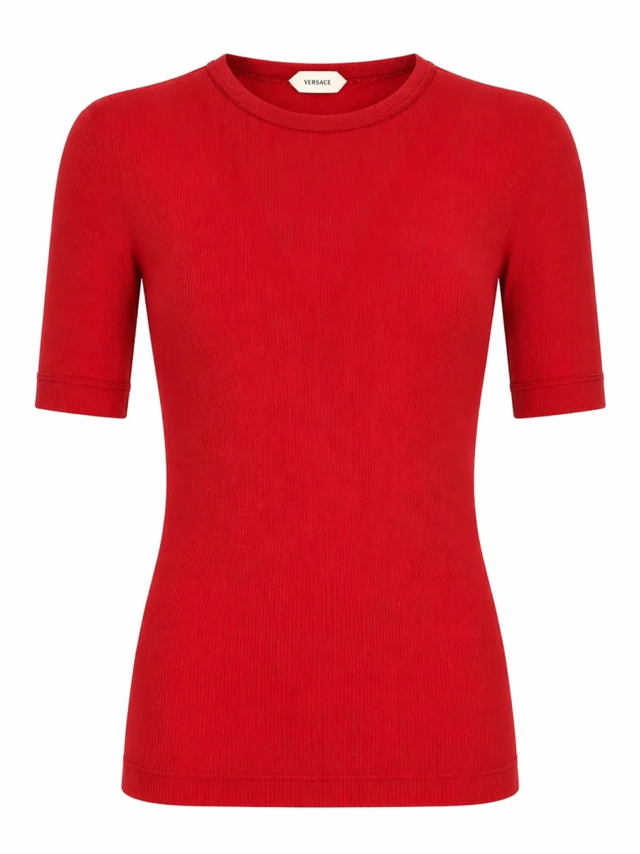 Ribbed Wool with Embroidery T-Shirt by Versace