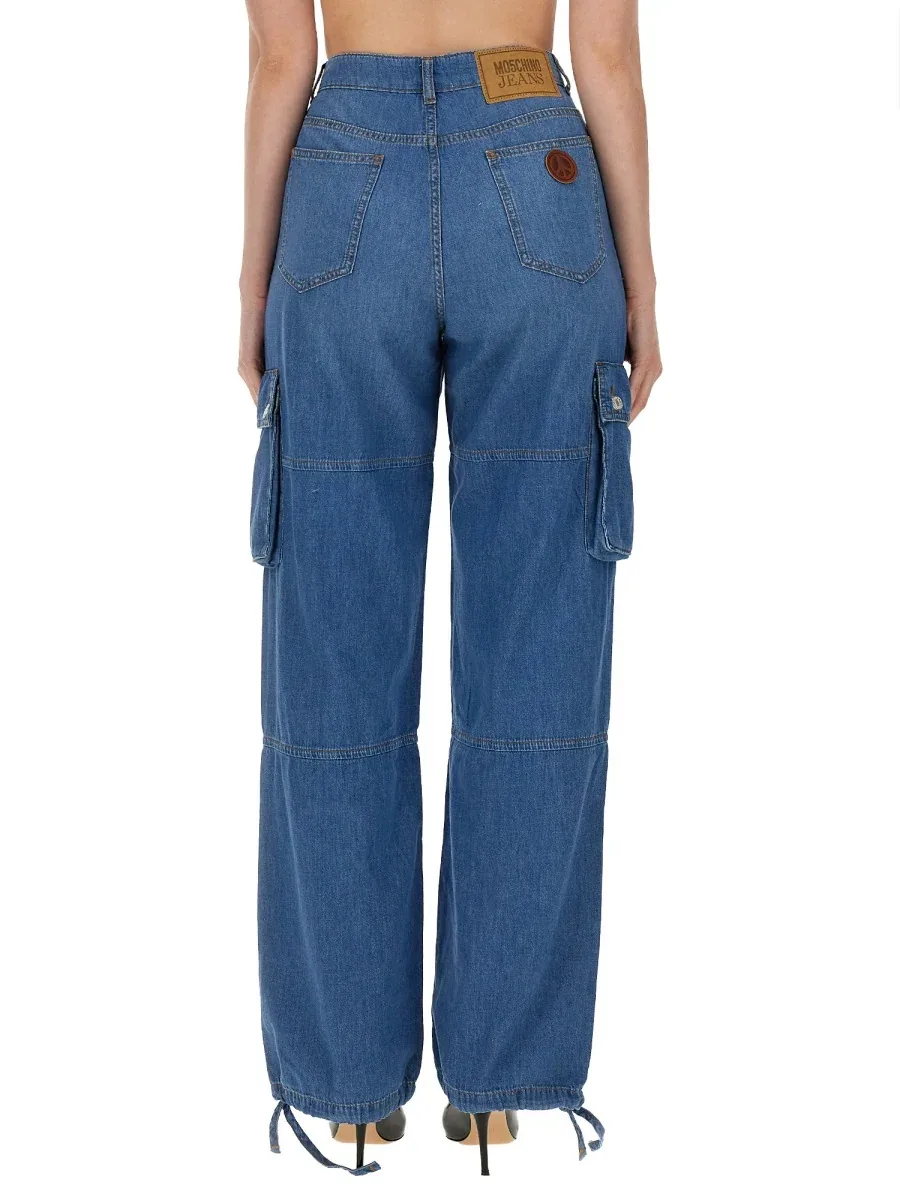 Viscose-Elastane Blend Cargo Pants by Moschino