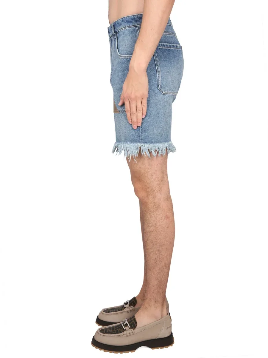 Denim Cotton Bermuda Shorts by Fendi