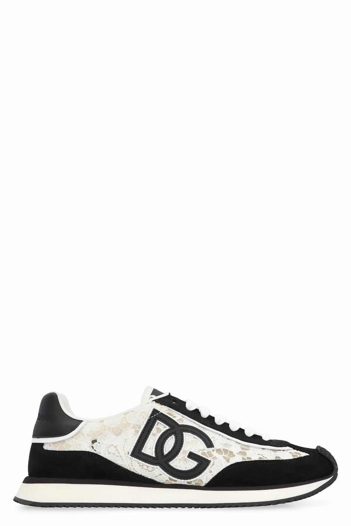 Lace and Suede-Trimmed Sneaker by Dolce & Gabbana