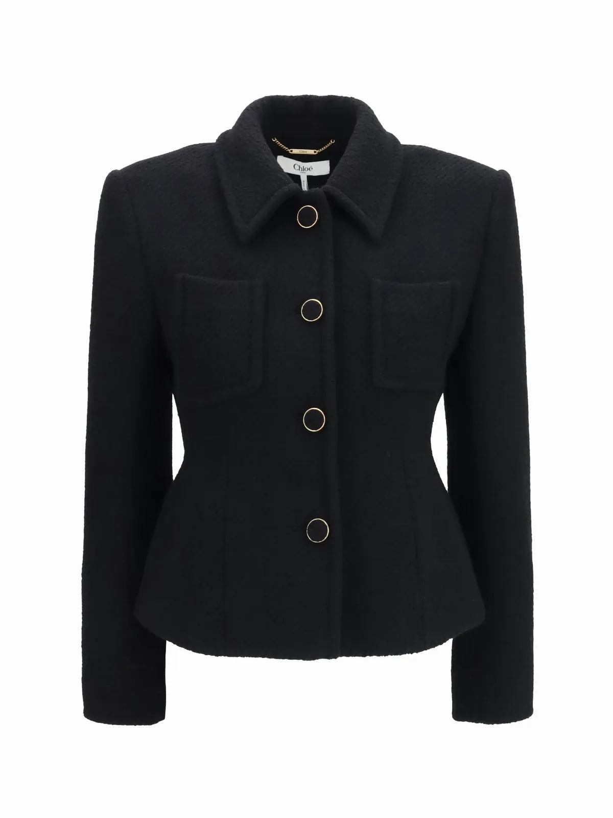 Cropped Single-Breasted Merino Wool Tweed Blazer by Chloé