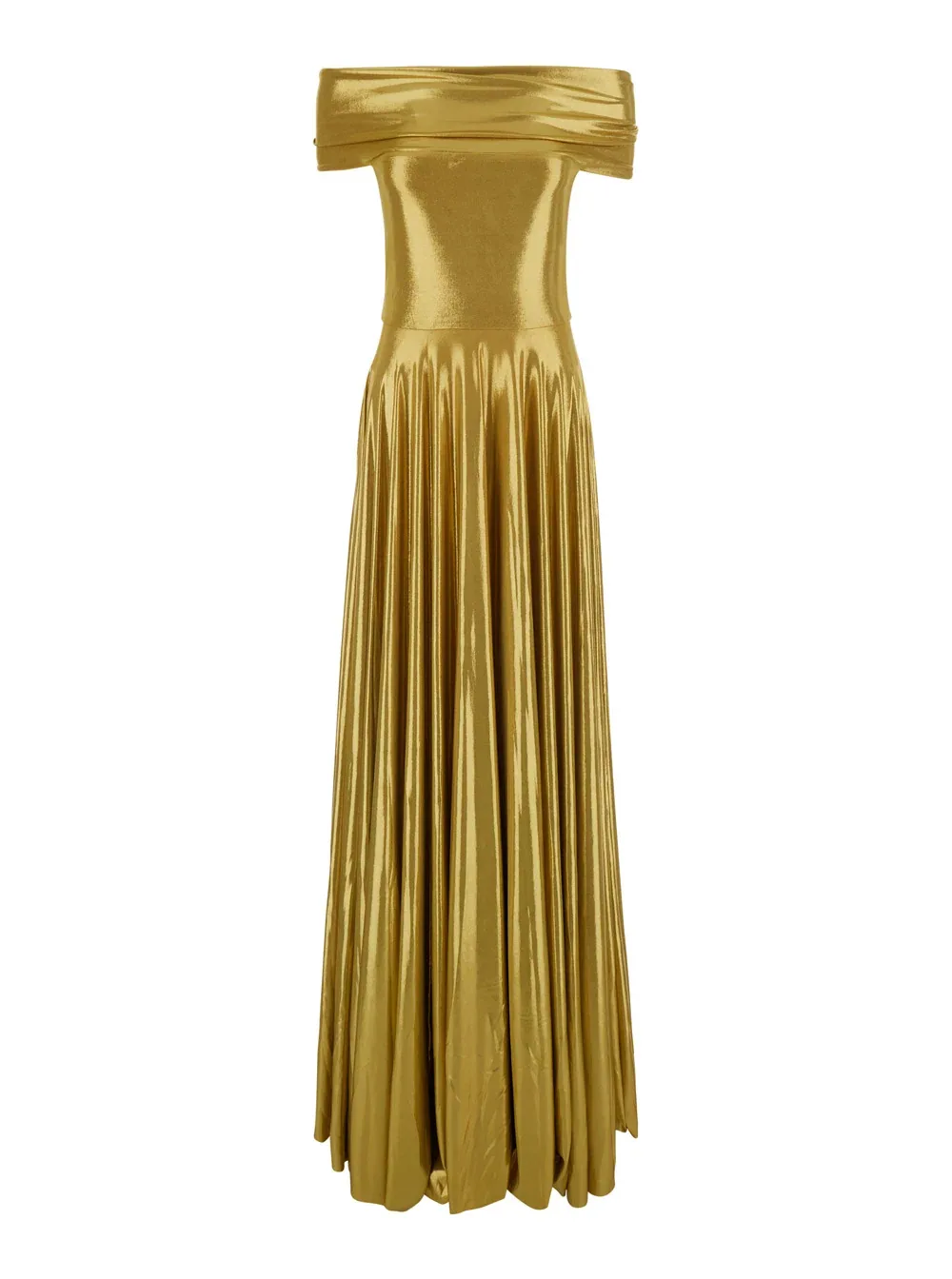 Pleated Metallic Tech Fabric Dress by Norma Kamali
