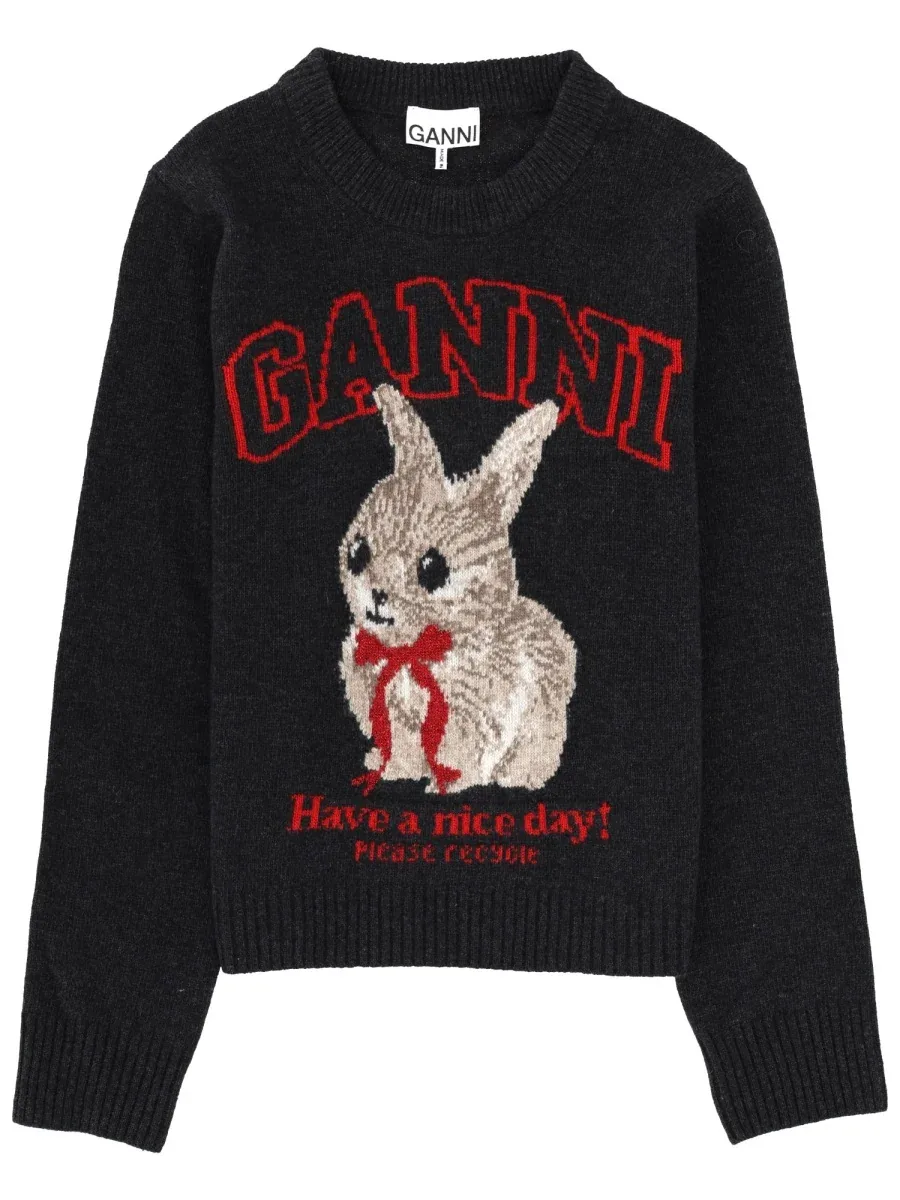 Wool Jersey Regular Fit Sweater by Ganni