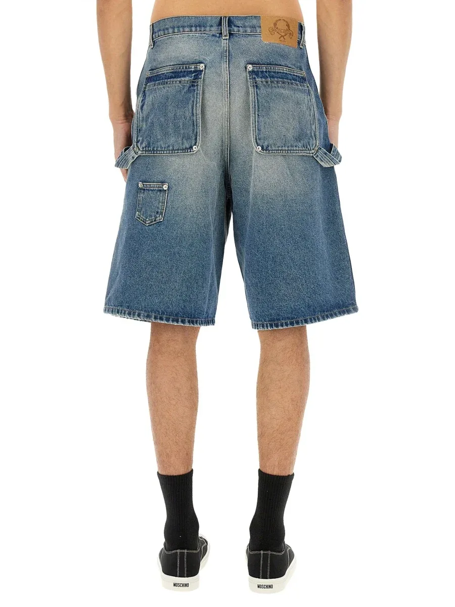 Cotton Denim Shorts by Moschino