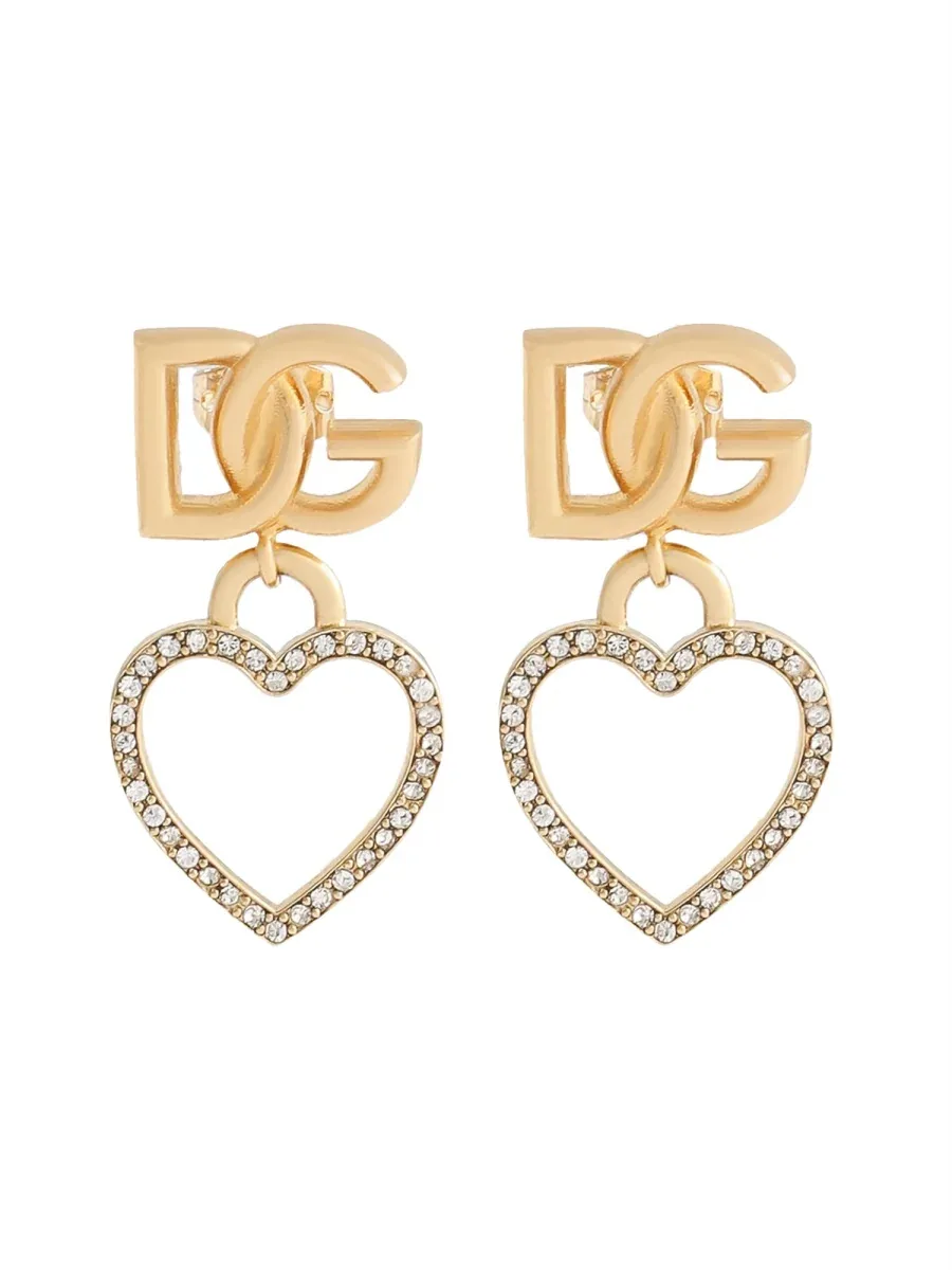 Heart and Logo Stud Earrings