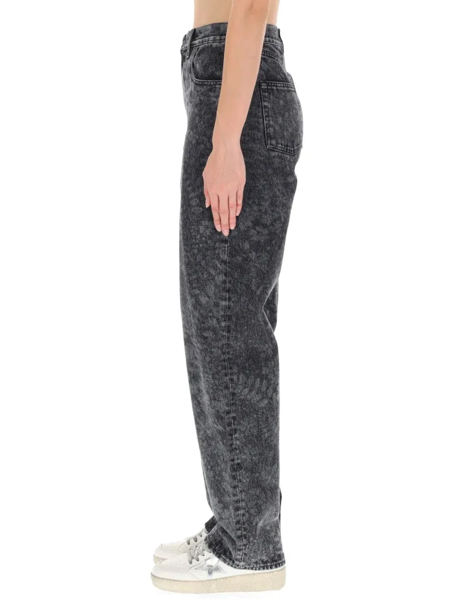Floral Pattern Cotton Jeans