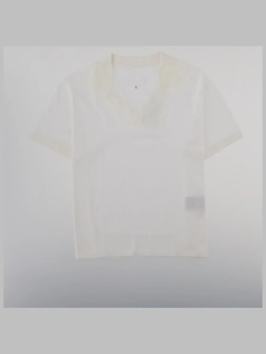 Taped V-Neck Cotton Polo Shirt by Maison Margiela