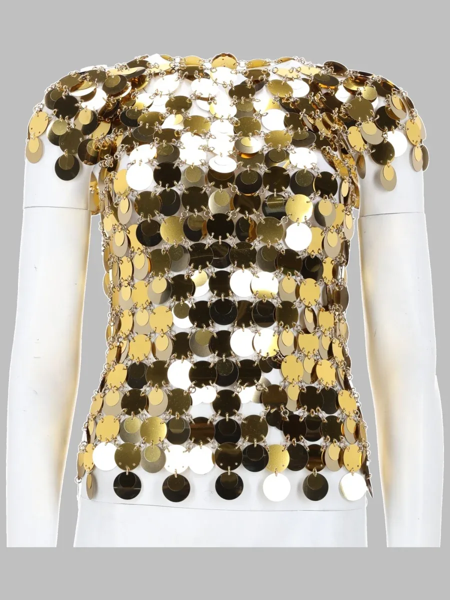 Sparkle Disc Plastic Blouse by Rabanne