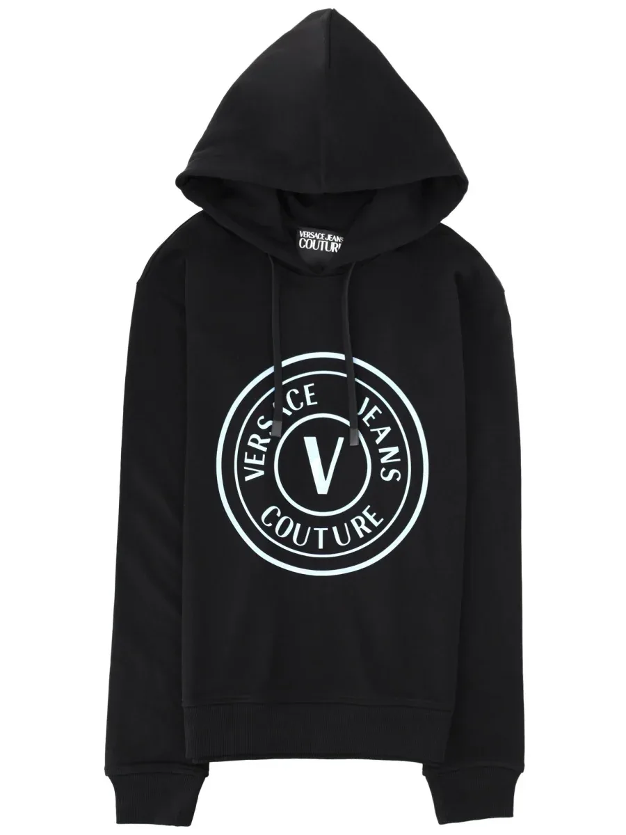 Logo Cotton Hooded Sweatshirt by Versace Jeans Couture
