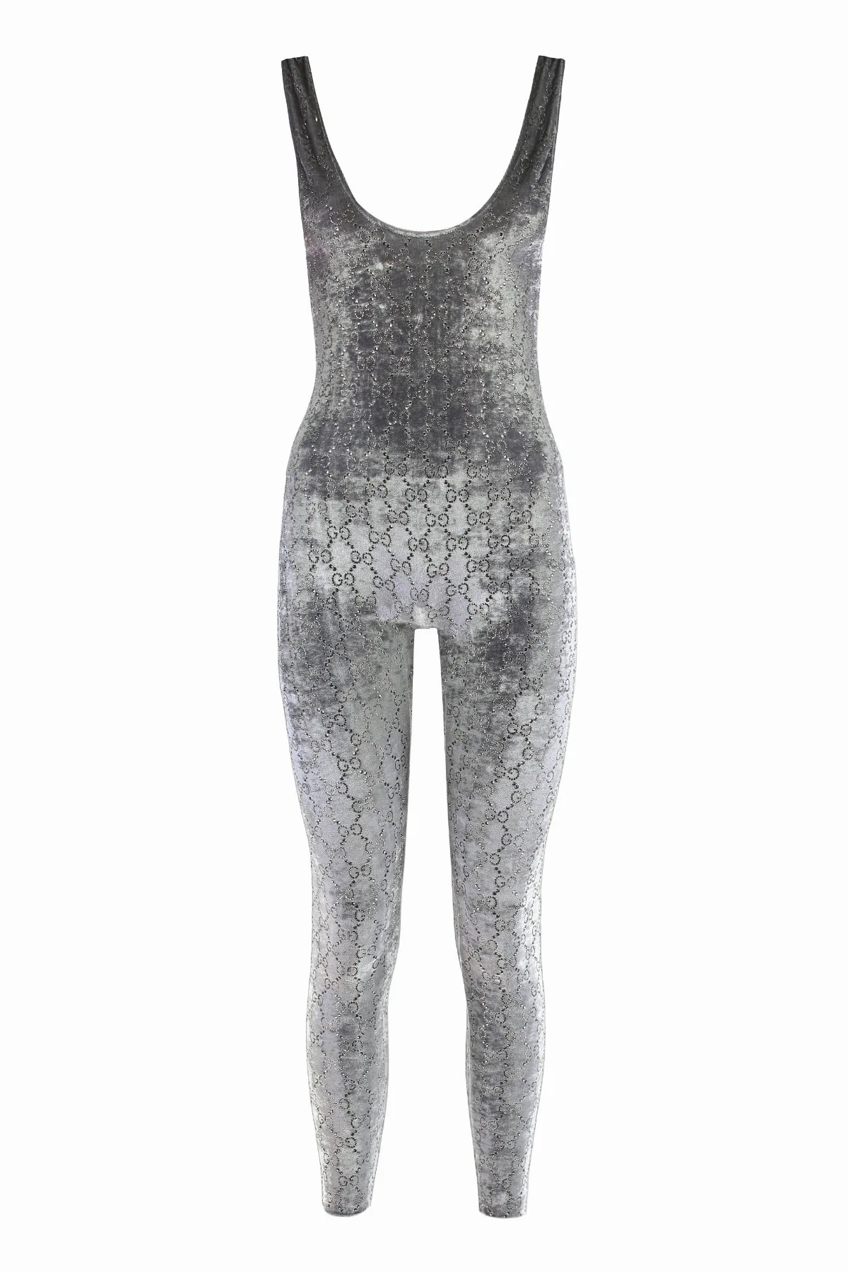 GG Embroidered Velour Jumpsuit by Gucci