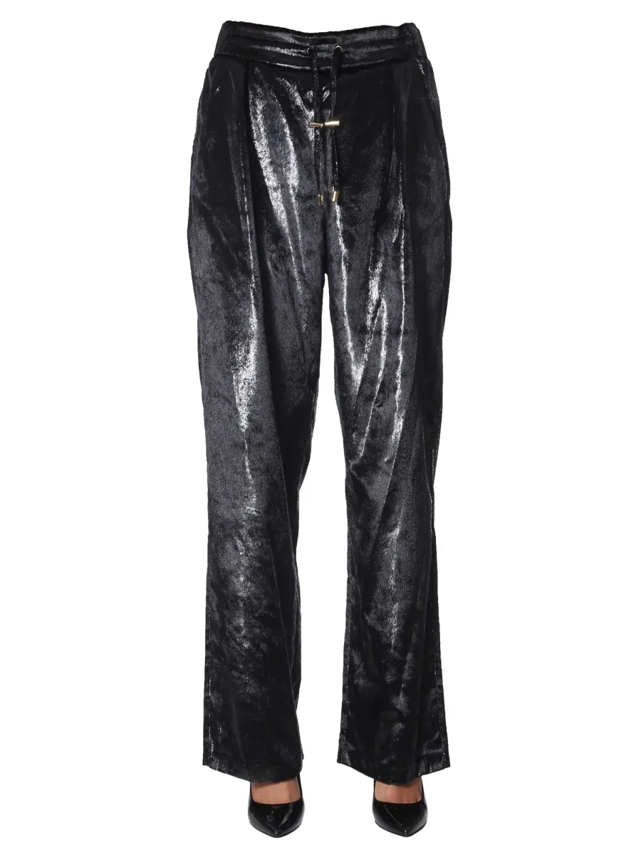 Velvet Lurex Wide-Leg Trousers by Balmain