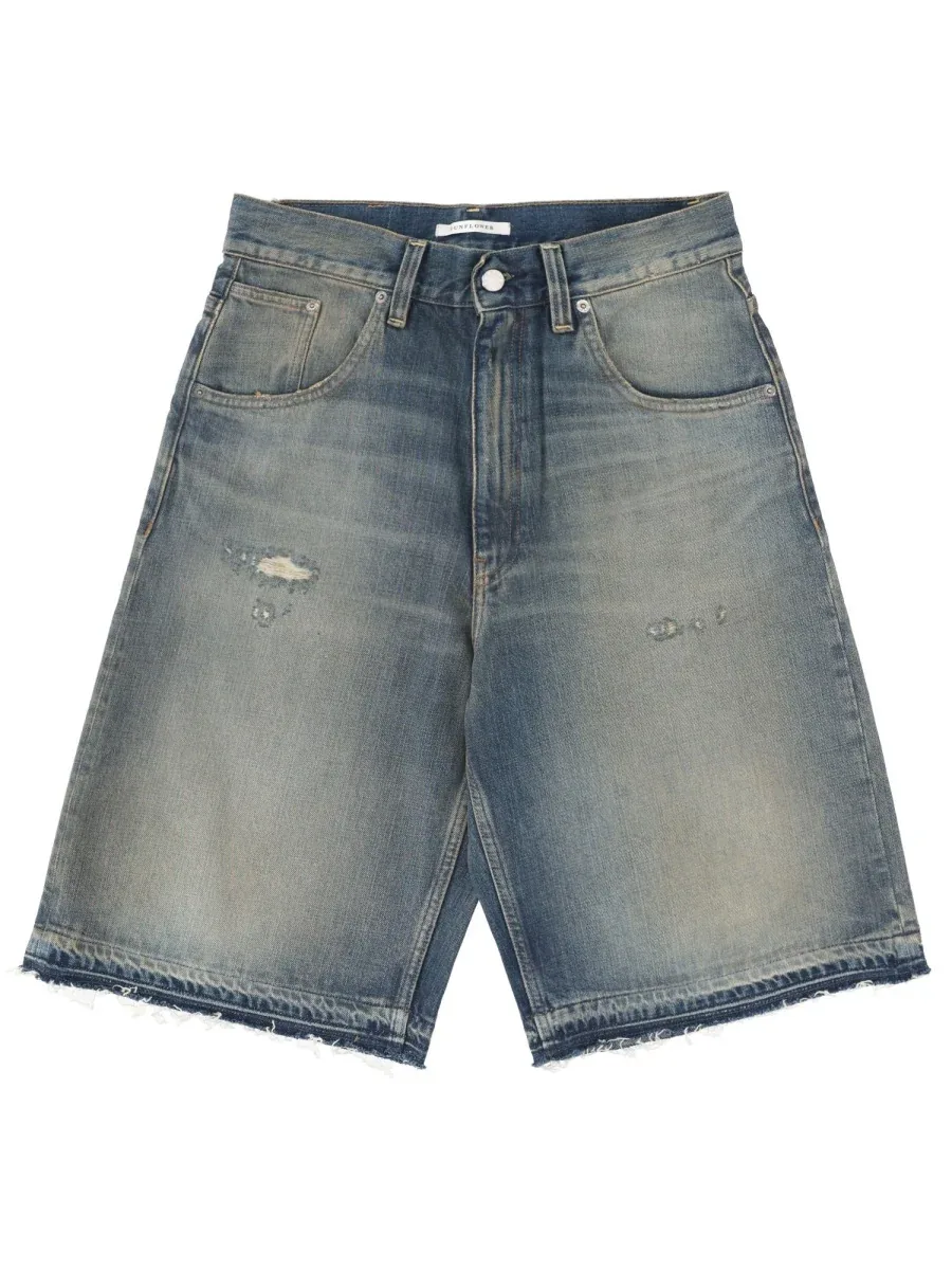 Wide-Fit Cotton Denim Shorts by Sunflower