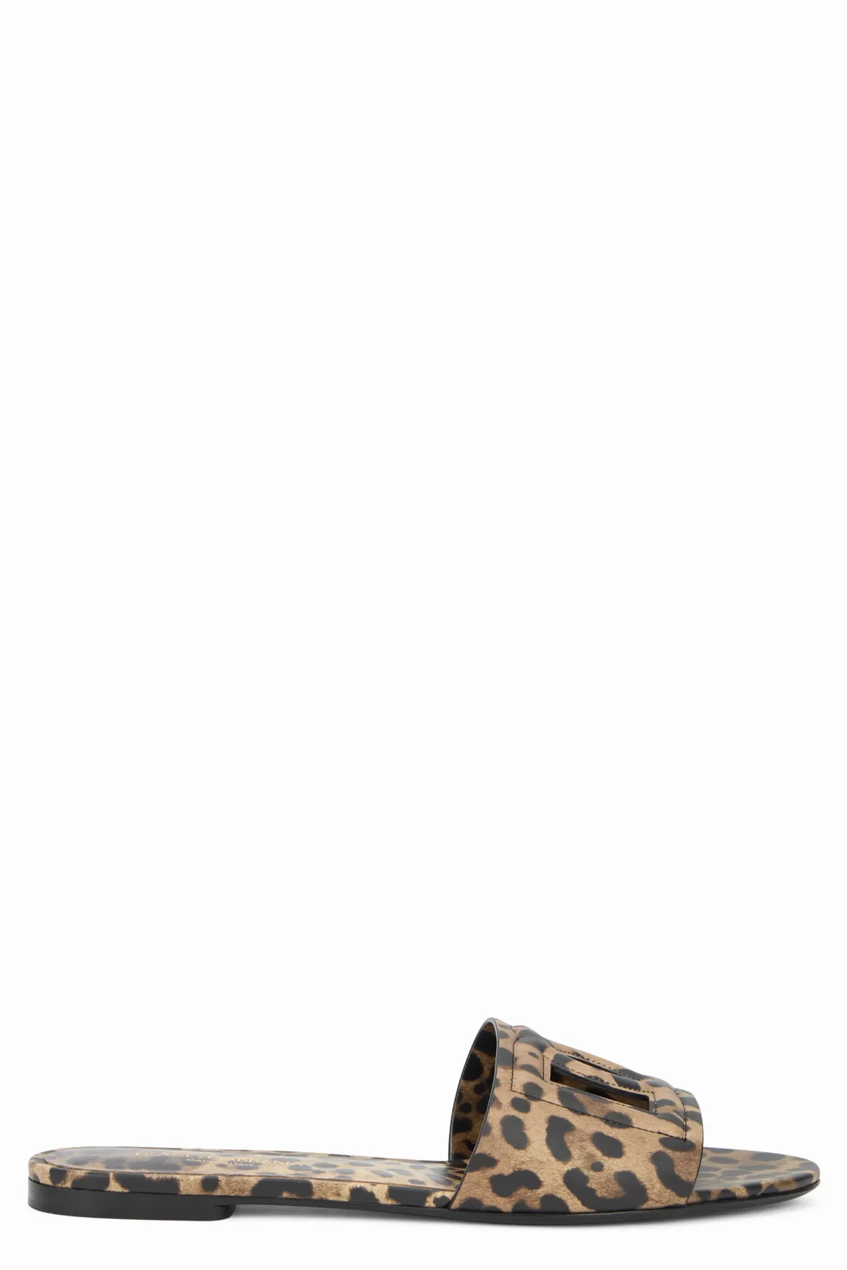Leopard-Print Calfskin Slide Sandal by Dolce & Gabbana