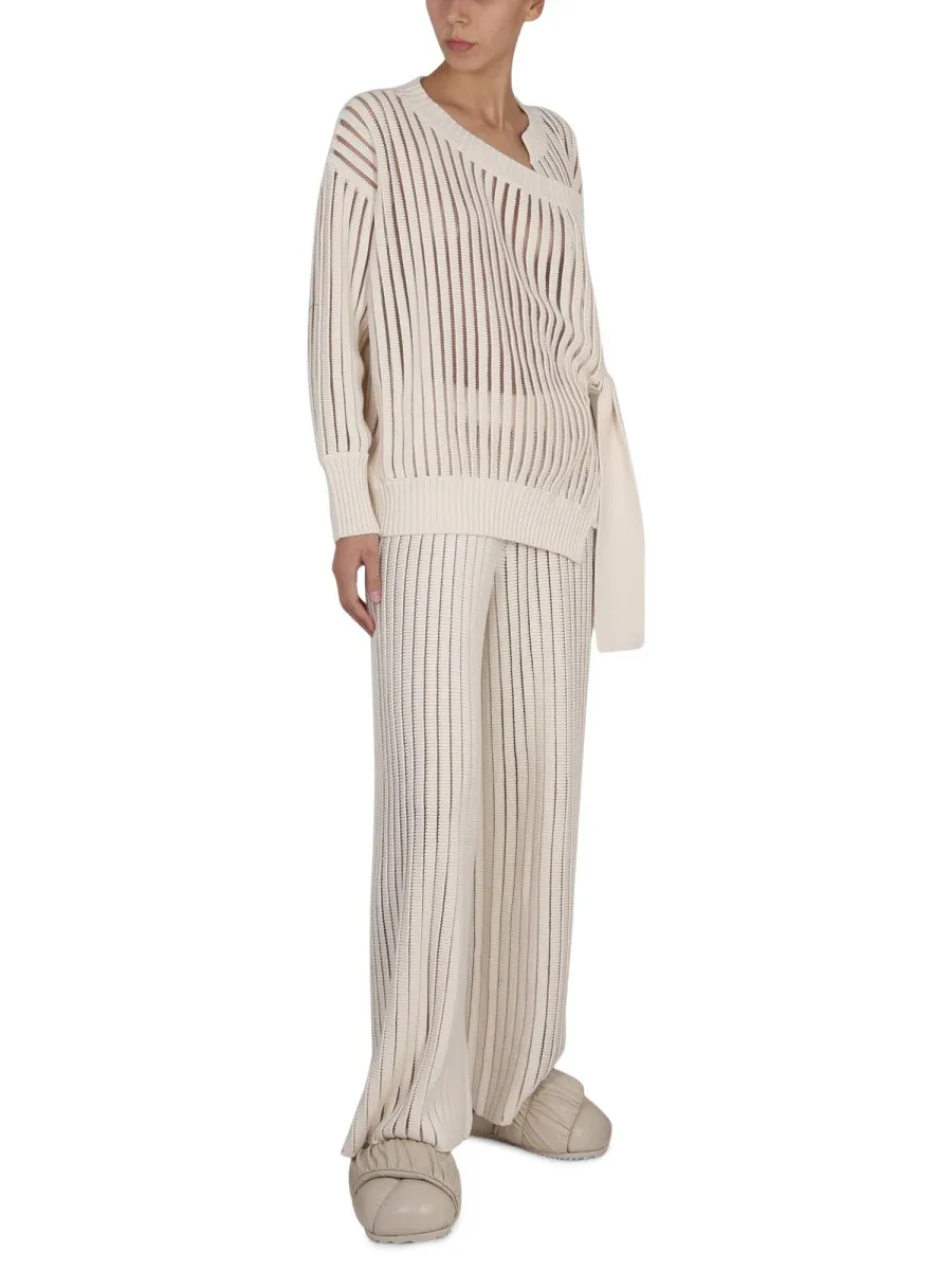 Wide Leg Cotton Nylon Trousers by Fabiana Filippi
