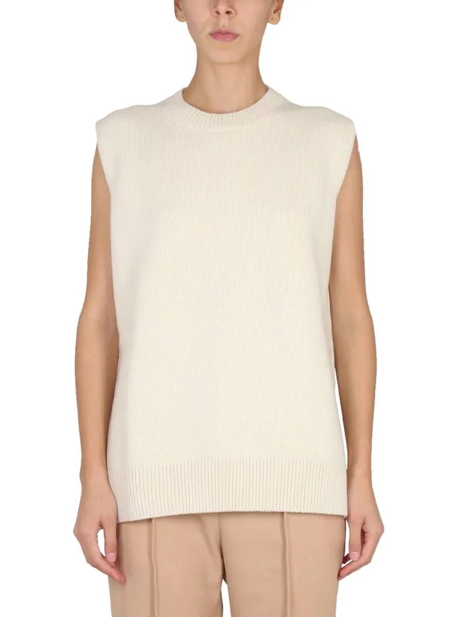 Wool Crew Neck Vest by Jil Sander