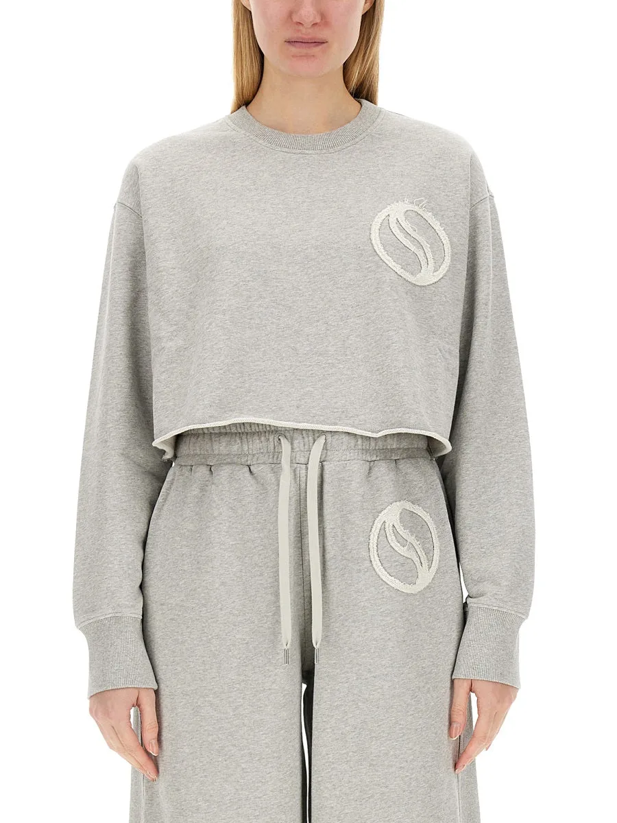 Cropped Logo Cotton Sweatshirt by Stella Mccartney