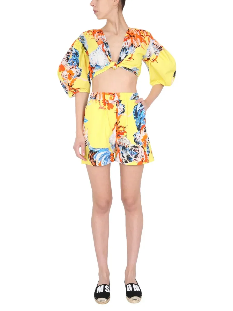 Printed Cotton Shorts by MSGM