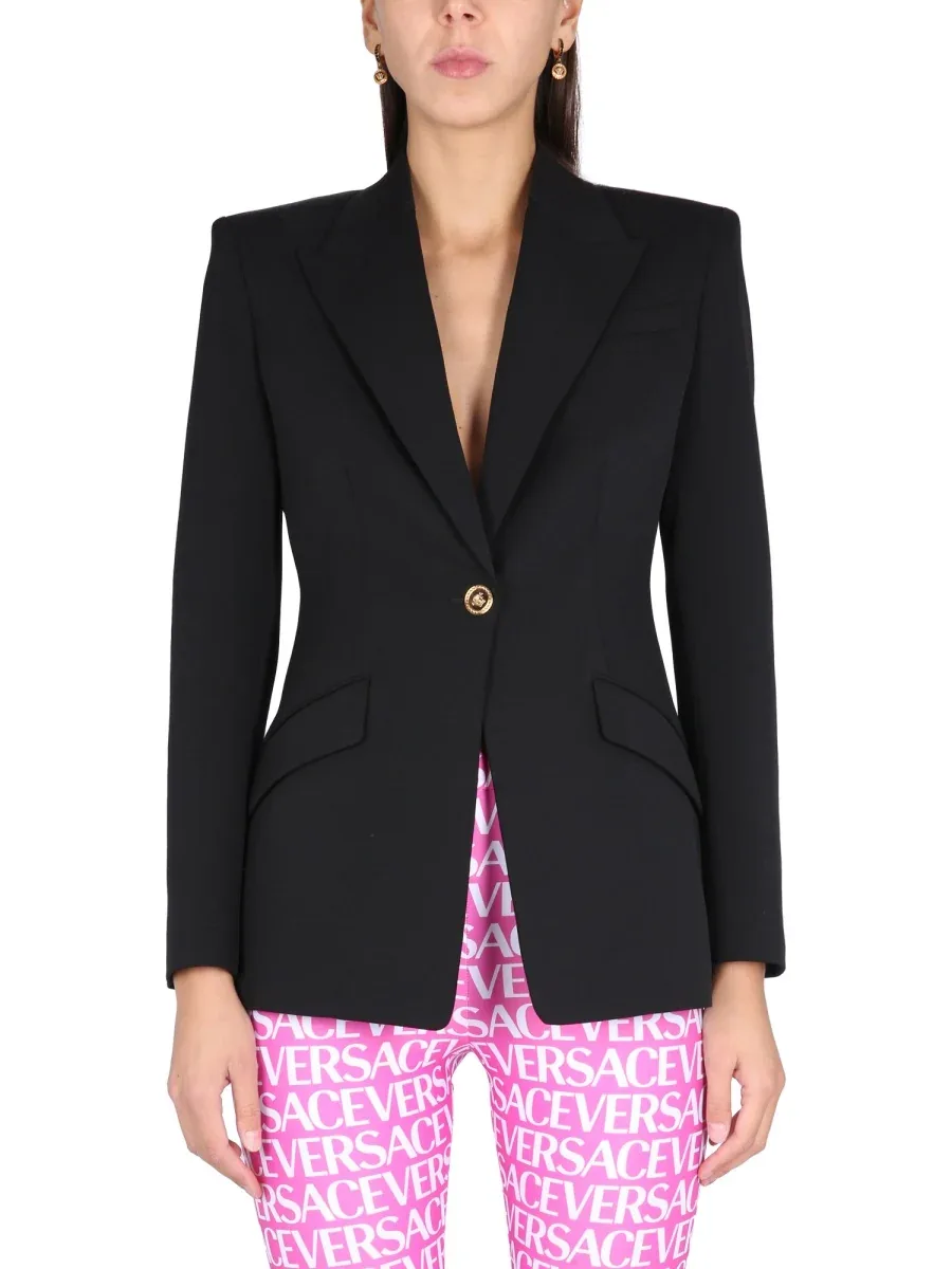 Single-Breasted Virgin Wool Blazer by Versace