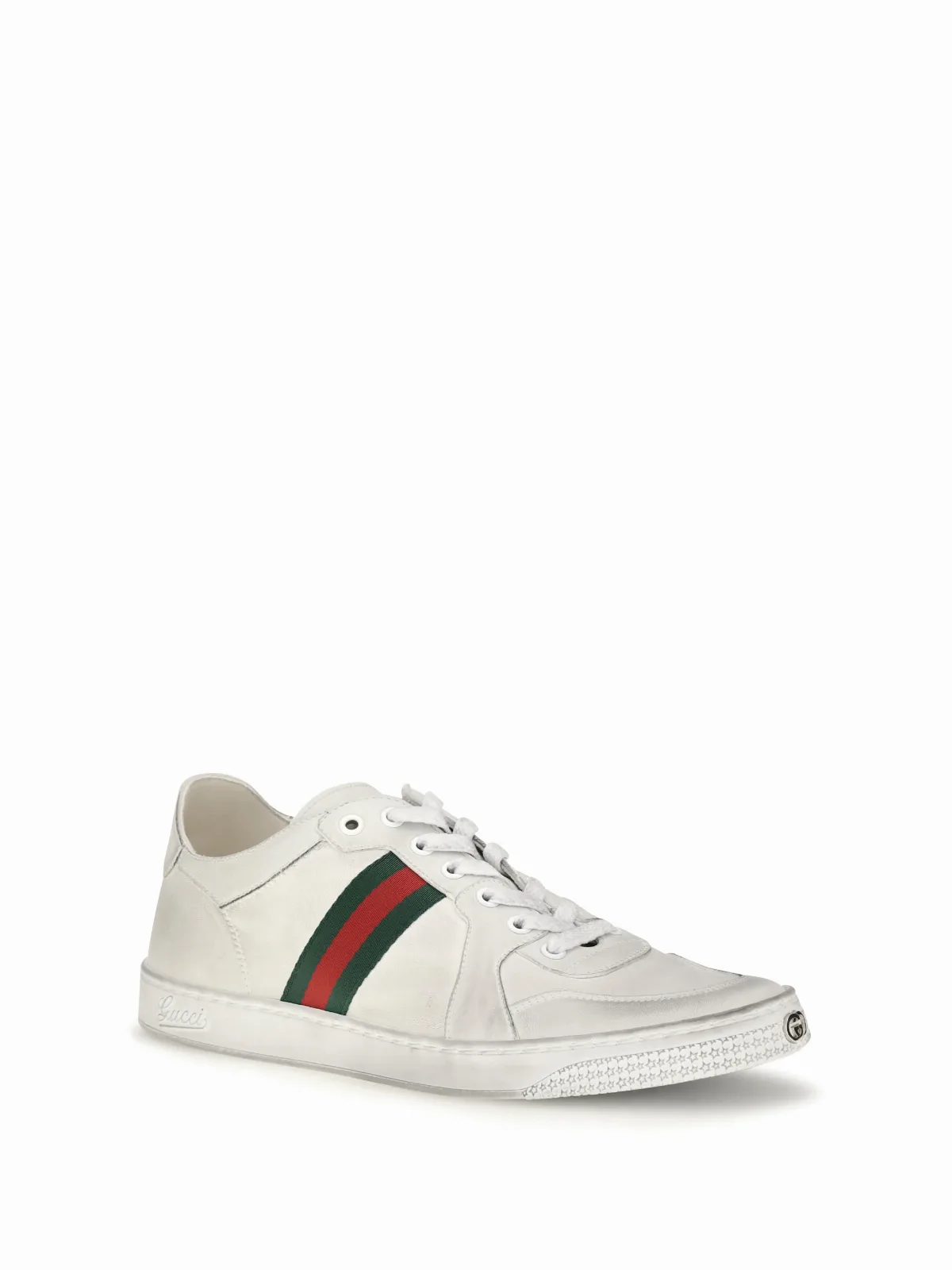 Stretch Leather with Web Detail Sneaker by Gucci