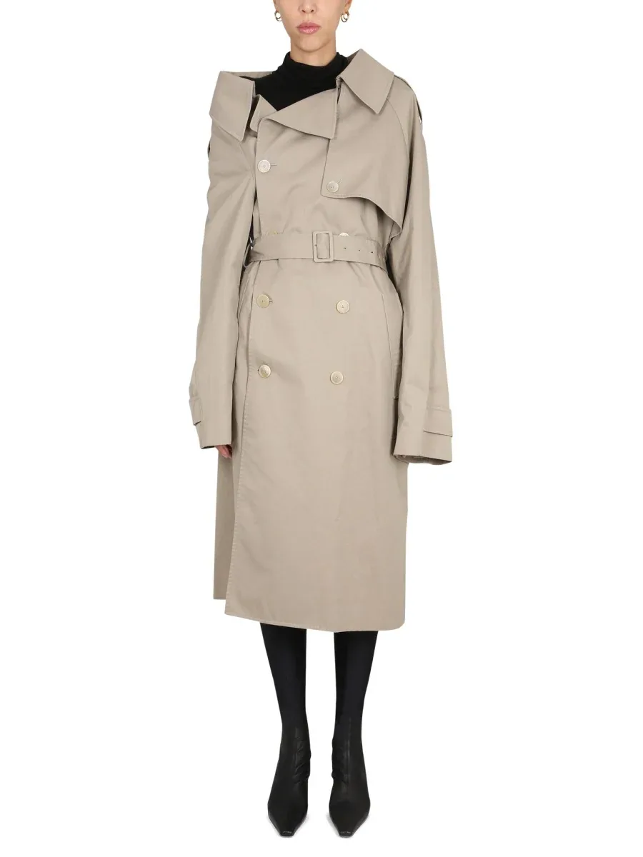 Off-The-Shoulder Double-Breasted Trench Coat by Balenciaga