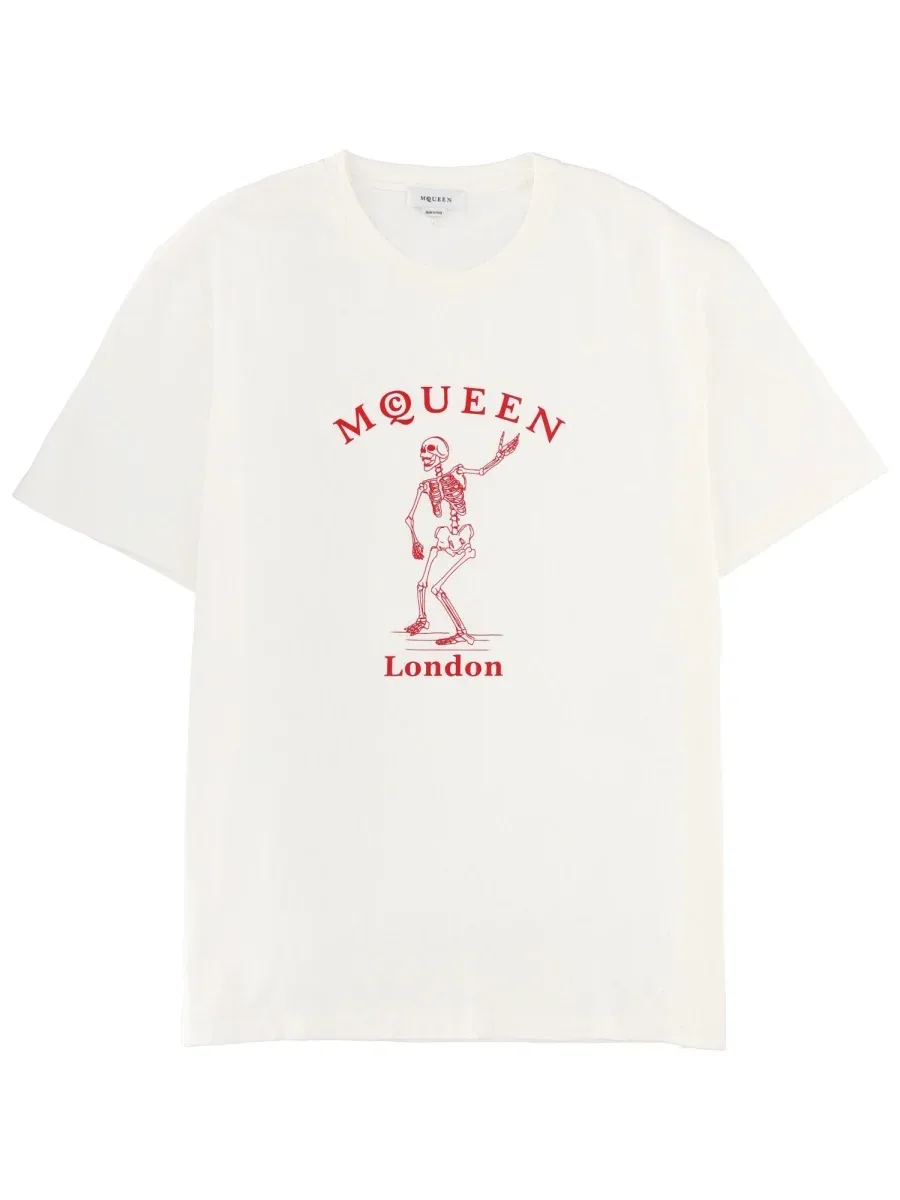 Printed Cotton T-Shirt by alexander mcqueen