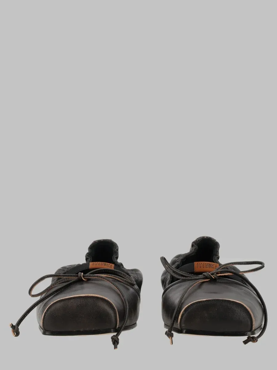 Square Toe Calf Leather Ballet Flat by MM6 Maison Margiela