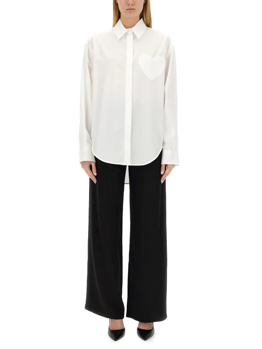 Heart Patch Cotton Shirt by Moschino