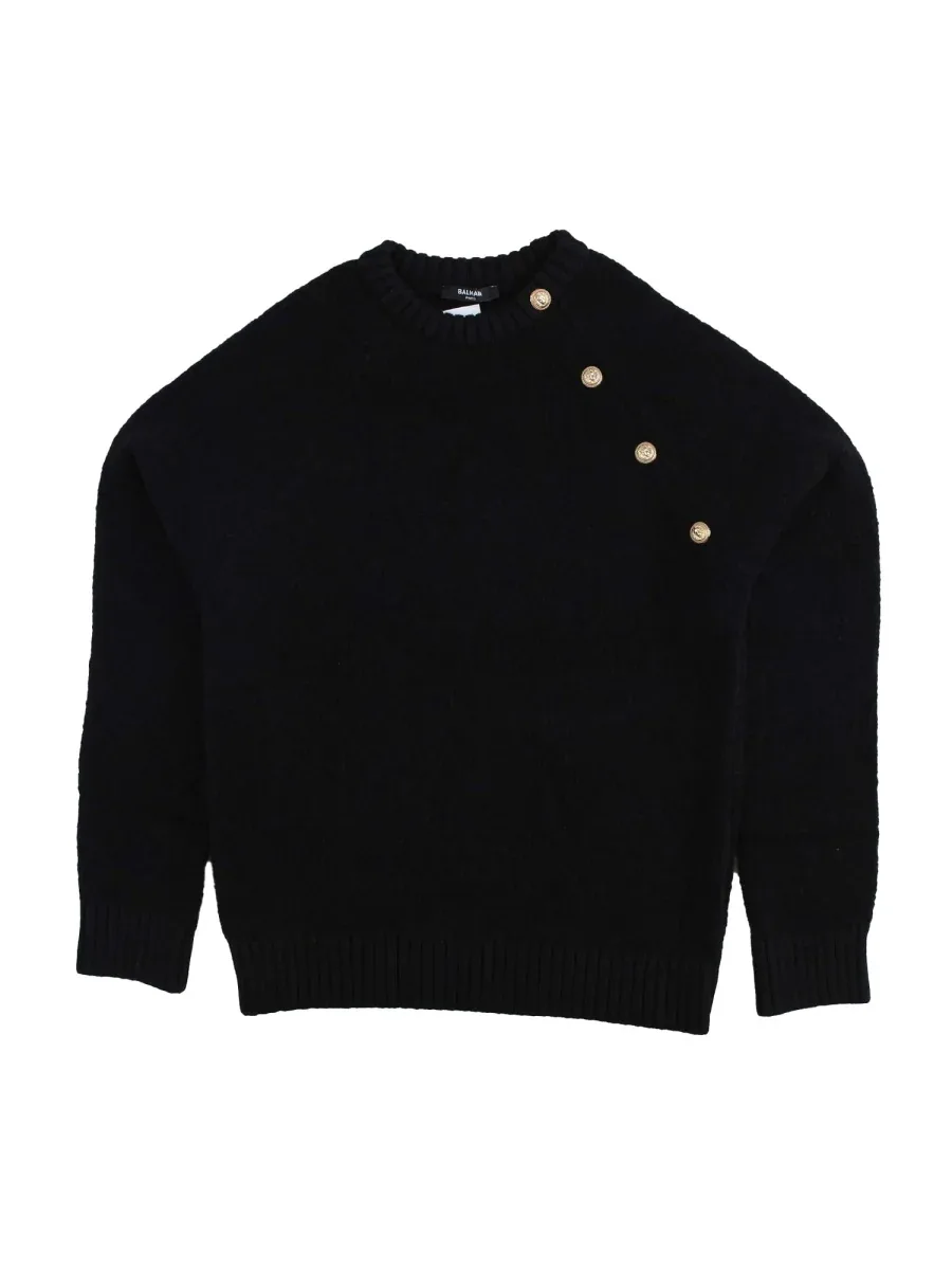 Virgin Wool Button-Up Cardigan by Balmain