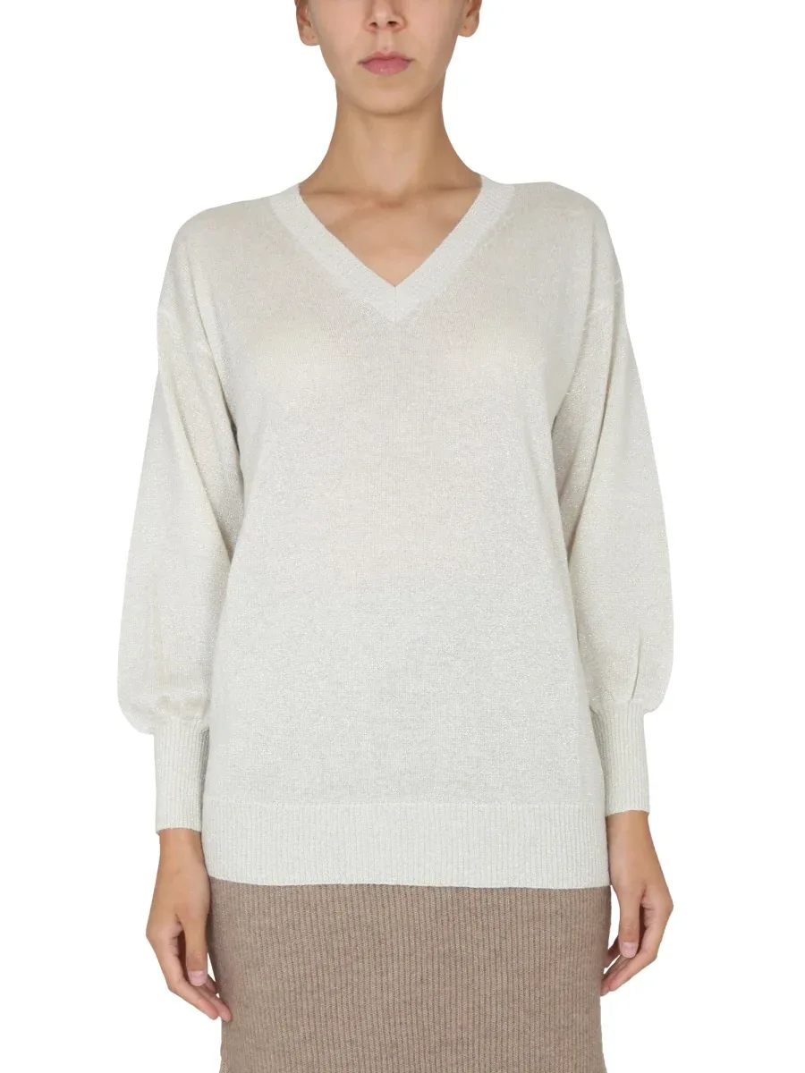 Ribbed V-Neck Sweater by Fabiana Filippi