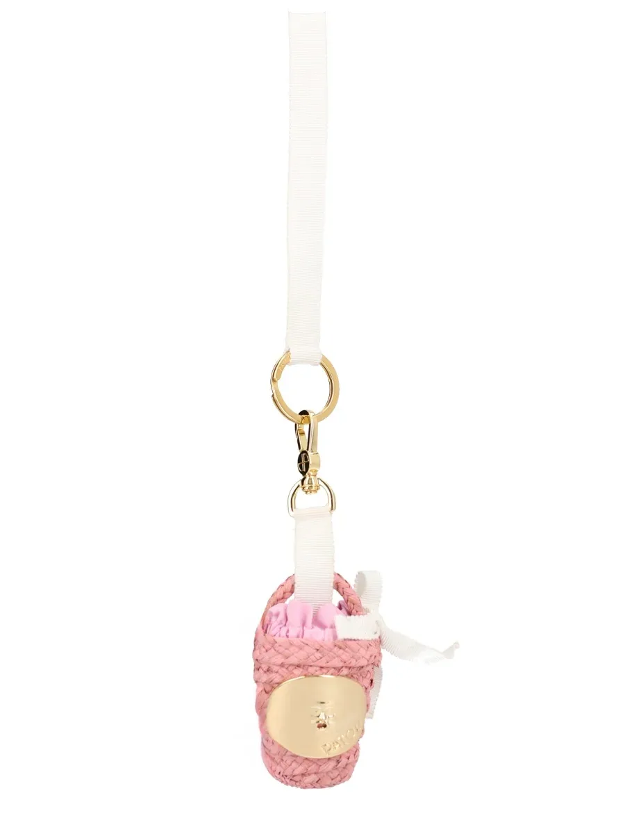 Handwoven Raffia Bucket Bag Charm by Patou