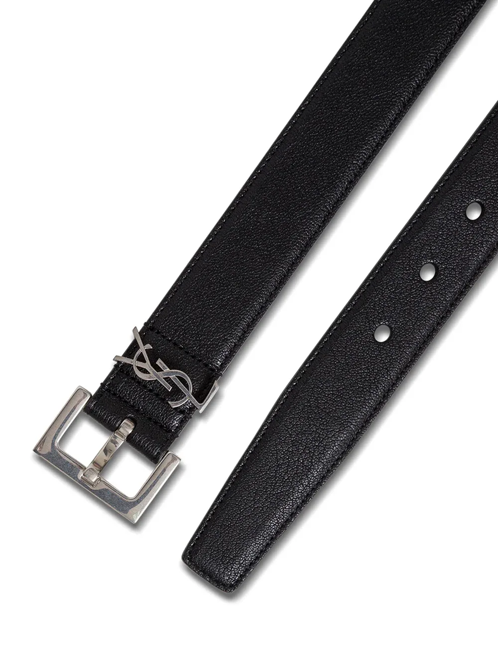 YSL Logo-Embossed Lamb Leather Belt by Saint Laurent