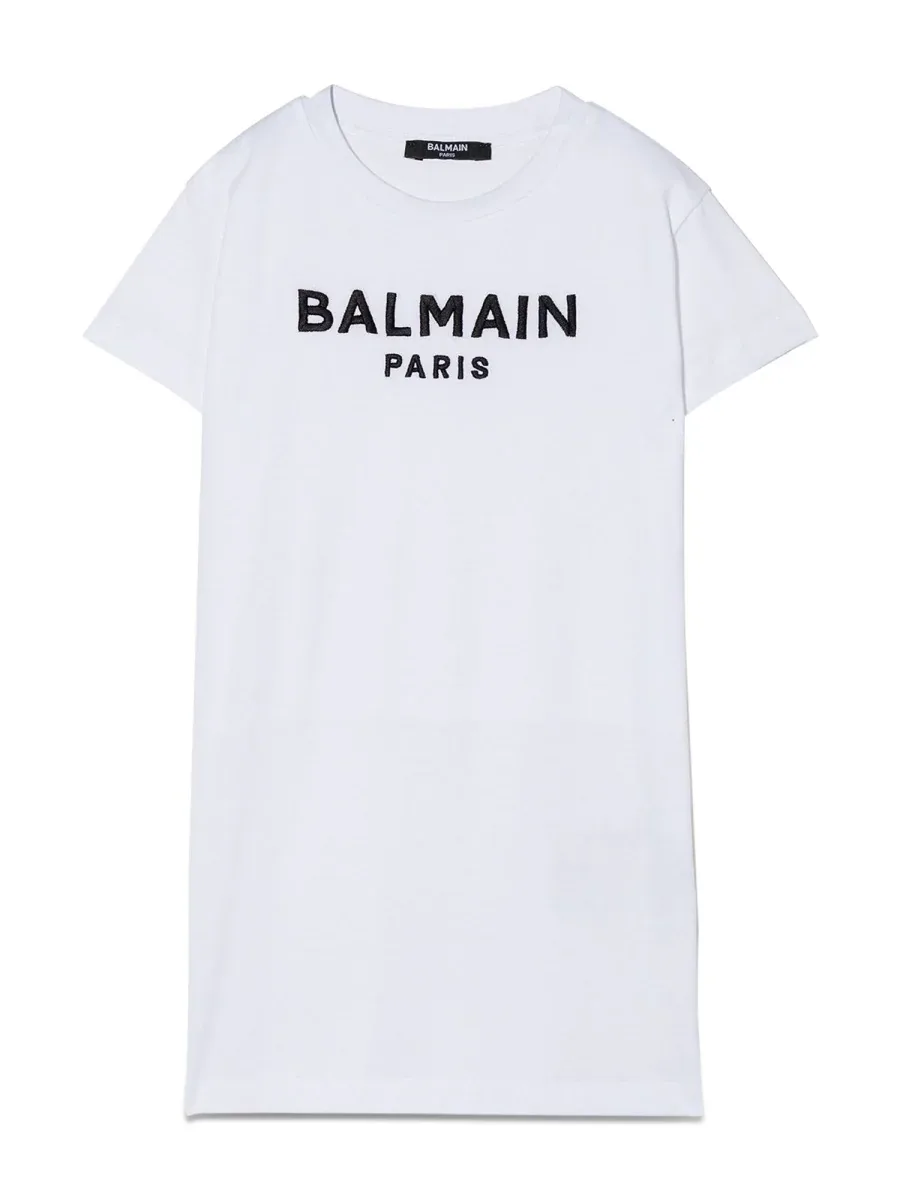 Logo-Embroidered Cotton Dress by Balmain