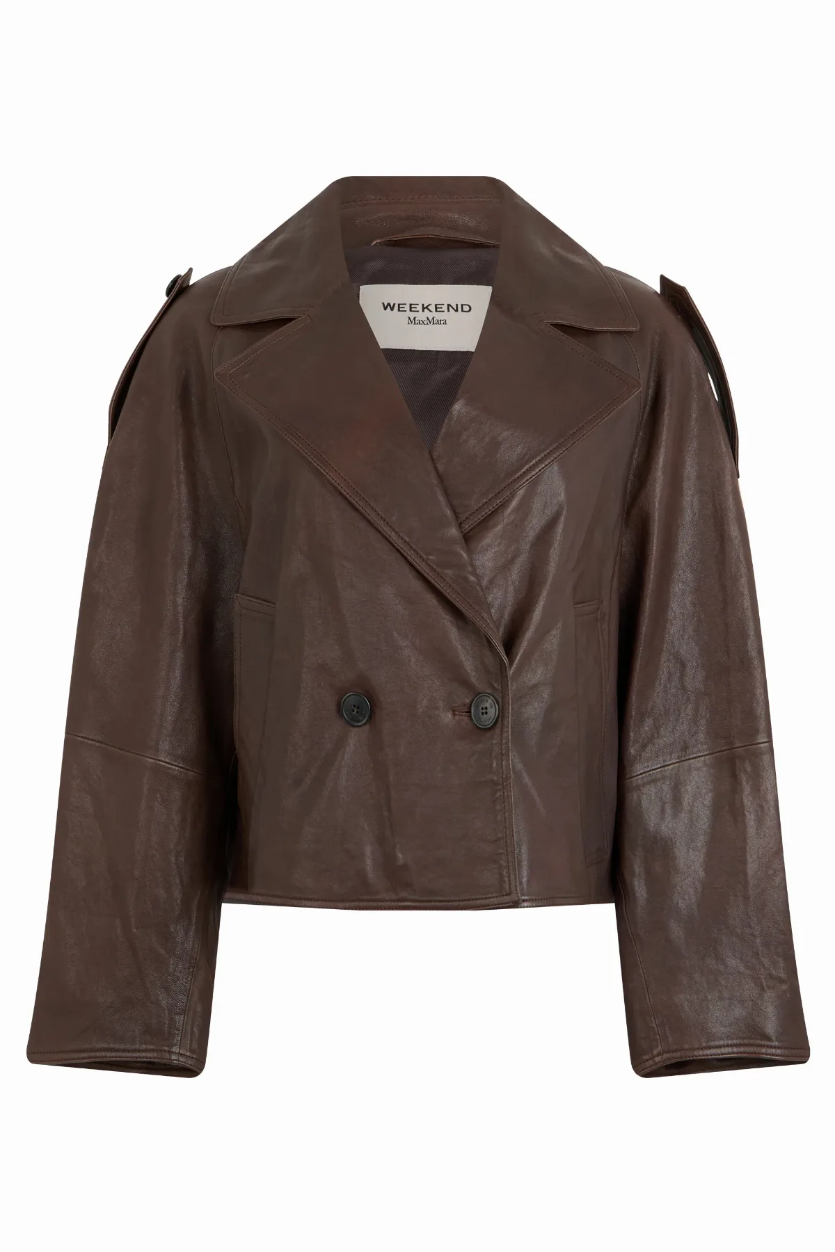 Double-Breasted Cropped Lambskin Jacket by Weekend Max Mara