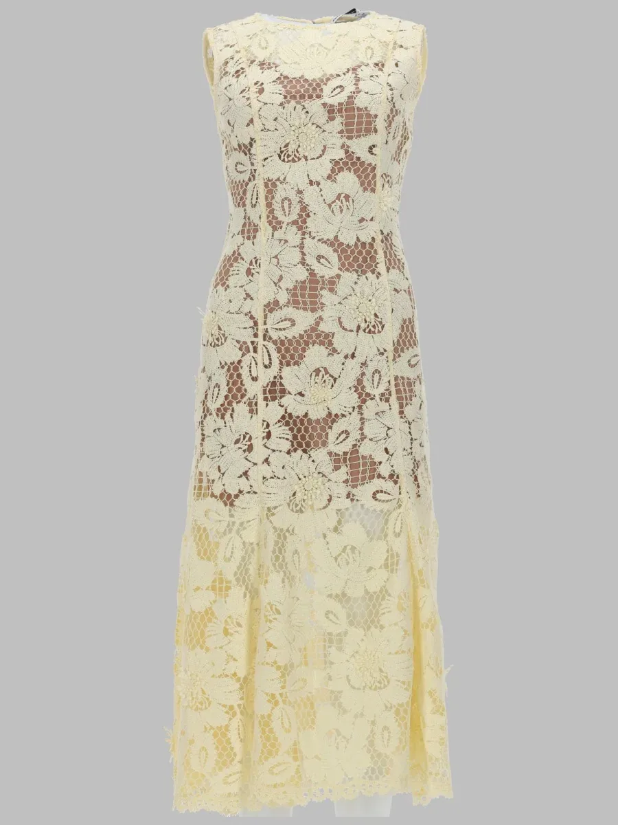 Floral Crochet Fitted Midi Dress by Self-Portrait