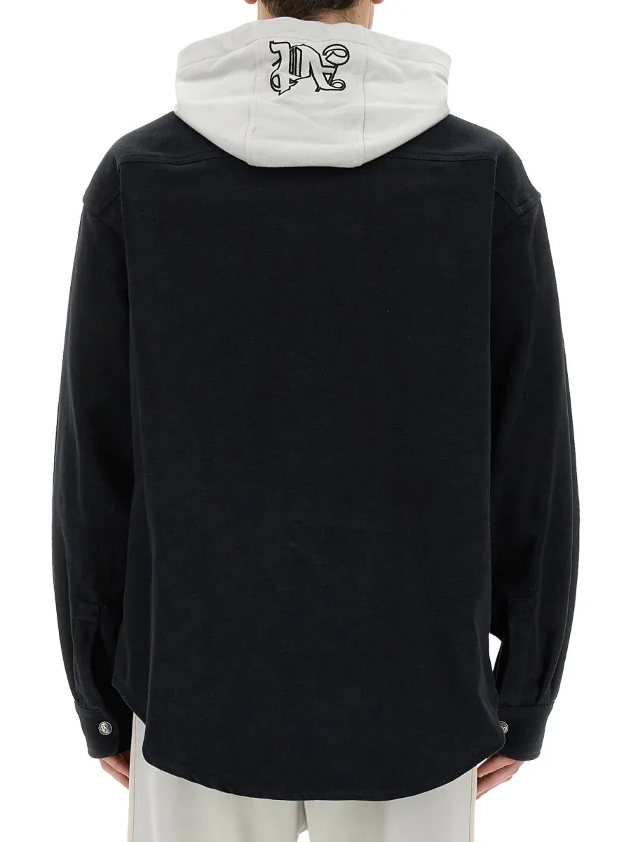 Monogram Print Viscose Shirt-Jacket by Palm Angels