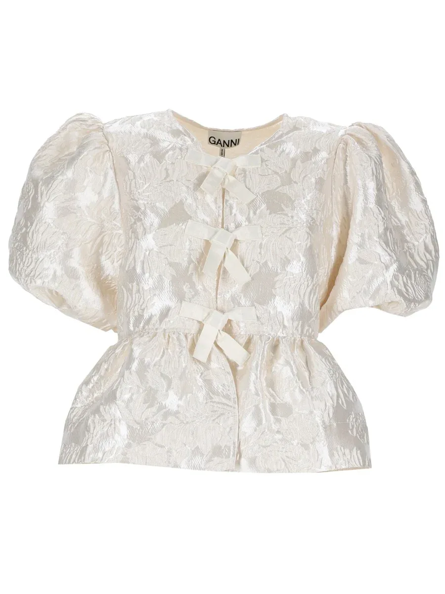 Peplum Recycled Polyester Blouse by Ganni