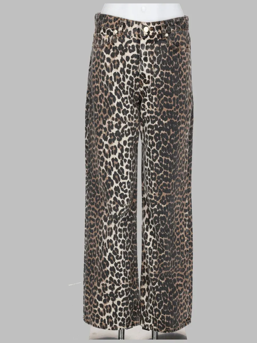 Wide-Leg Animal Print Jeans by Ganni