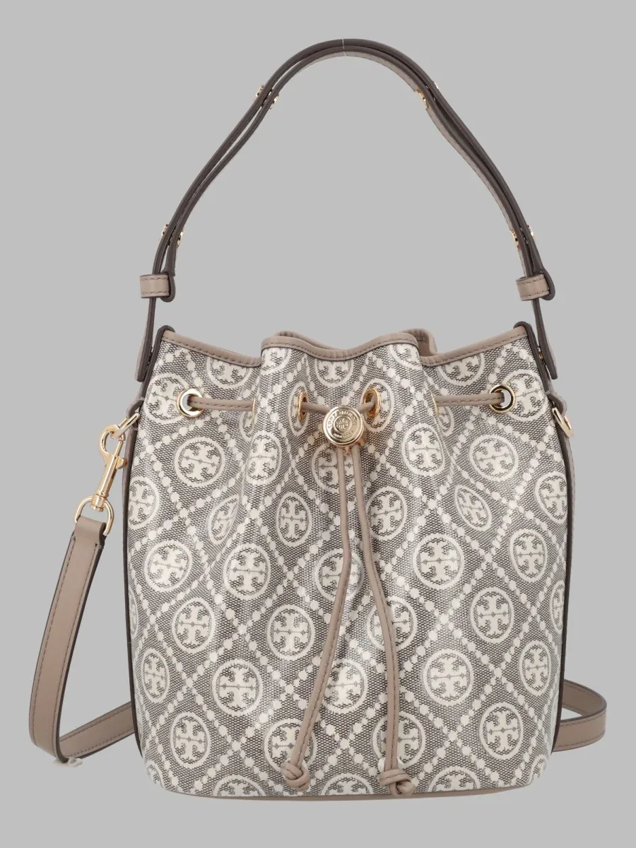 T Monogram Cotton Bucket Bag by TORY BURCH