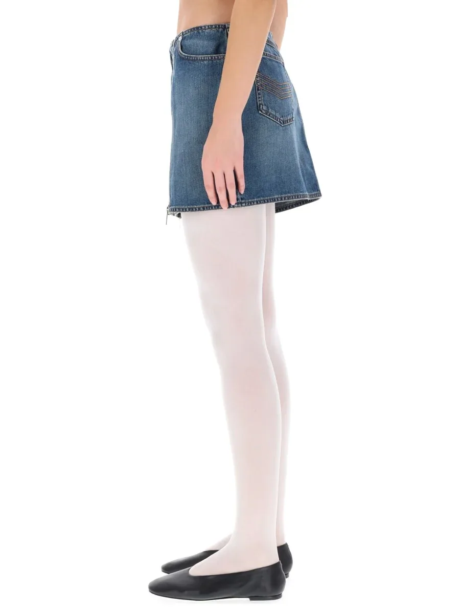 Double Zipper Denim Cotton Miniskirt by Jean Paul Gaultier